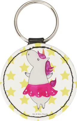 Produktbild von Mr. & Mrs. Panda Schlüsselanhänger Einhorn Ballerina - Weiß - Geschenk, Tanzen, Bedruckt, Geburtstag, Taschenanhänger, Unicorn, anhänger schlüssel, Party, Einhörner