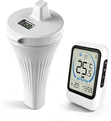Produktbild von Kabelloser Pool-Thermometer – WLAN-Wassertemperaturmessgerät mit App – Schwimmender IP68-Thermometer für Pool und Whirlpool – Außensensor mit Display