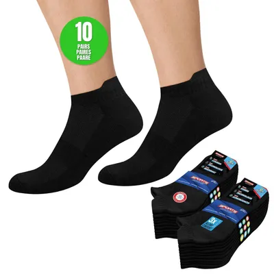 Immagine prodotto di 10 paia di calzini sportivi da uomo, taglie 43-46; taglie da donna 35-38 e 39-42, colore nero