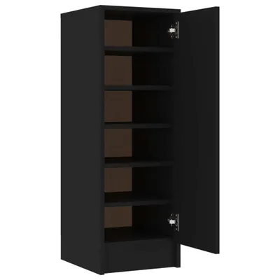 Zdjęcie produktu dla Szafka na buty vidaXL, czarna, 32x35x92 cm, wykonana z płyty wiórowej