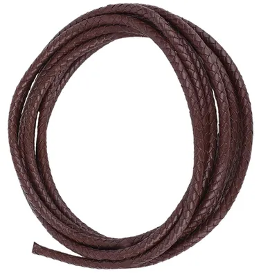 Produktbild von Geflochtene Lederschnur - 5 mm rundes Lederband - Für Schmuckherstellung und Basteln - Dunkelbraun 3,35 m
