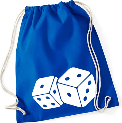 Produktbild von Huuraa Turnbeutel Würfel Dice 12 Liter Bright Royal Baumwolle Rucksack Geschenkidee