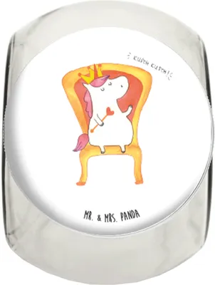 Produktbild von Mr. & Mrs. Panda Teedose Einhorn Prinzessin XL 2000ml - Weiß - Geschenk, Unicorn, Glasdose, Monat, Kaffeedose, Aufbewahrungsdose, Geburtstagsgeschenk, Geburtstag