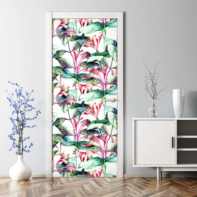 Produktbild von Dekorative Abnehmbarer Wandsticker Türtapete selbstklebend Klebefolie Proteablumen 70 x 200 cm