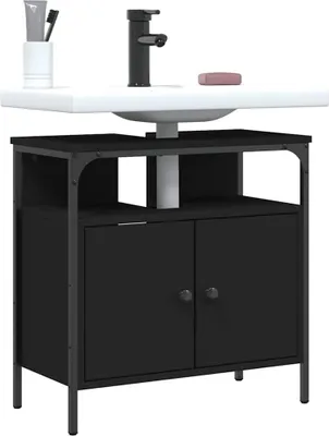 Obrázek produktu pro Koupelnová skříňka pod umyvadlo šedá sonoma 60x30x60cm kompozit Černá / 60 cm