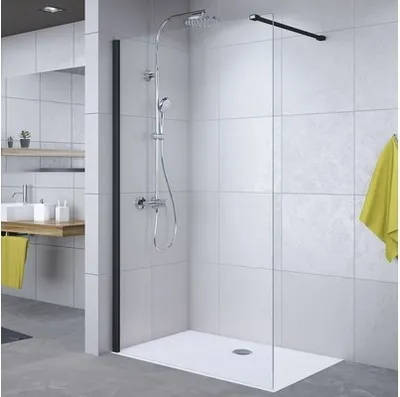 Produktbild von Walk In Duschwand Breuer Panorama 90 cm Klarglas Profilfarbe schwarz
