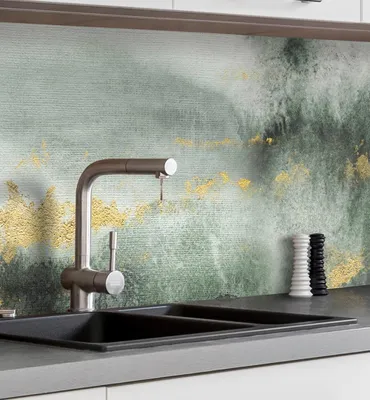 Produktbild von Küchenrückwand selbstklebend Verwischter Marmor Moos Grün Folie 180 x 60cm