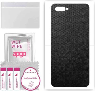 Produktbild von apgo Rückseite Schutzfolie, Skin, kompatibel mit Oppo K1, Hinten Displayschutzfolie aus Vinylfolie, kratzfest, einfache Montage - Schwarze Honigwabe