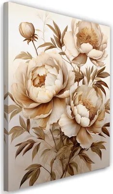 Produktbild von Leinwandbild Pfingstrosen Blumen Sepia Natur 60x90 Feeby Beige bild für die wand bereit zum aufhängen