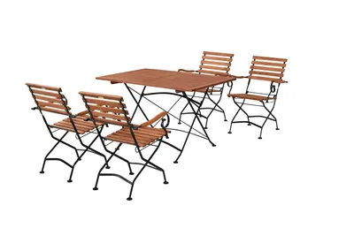 Produktbild von Merxx Gartenmöbelset "Schlossgarten" 5tlg.., 4 Klappsessel, Klapptisch 120 x 80 cm - Flachstahl mit Eukalyptus