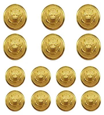 14 goldfarbene Metallknöpfe 20 mm + 15 mm für Anzüge und Jacken