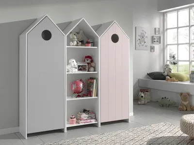 Produktbild von CASAMI Set 3-tlg. best. aus: Schrank 1-trg. mit Front in Pink, Regalschrank, Schrank 1-trg. mit Front in Grau