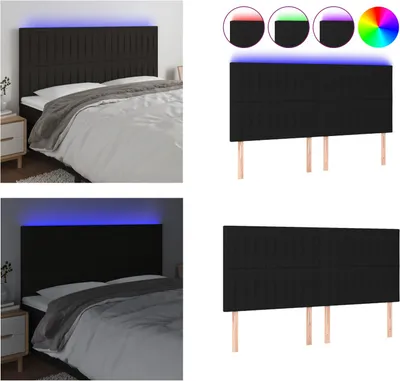 Produktbild von vidaXL LED Kopfteil Schwarz 180x5x118/128 cm Stoff - LED Kopfteil - LED Kopfteile - Kopfteil - Bett-Kopfteil