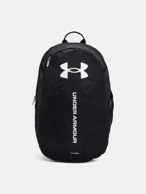 A black Under Armour backpack is shown against a white background.