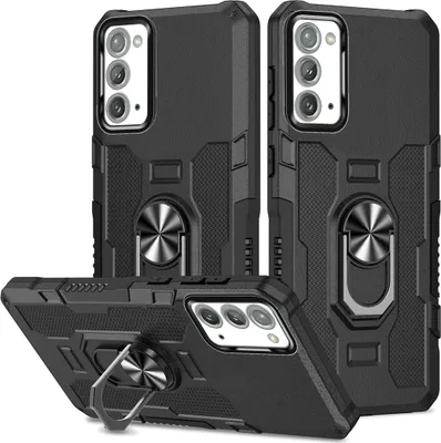 Produktbild von Galaxy Note 20 Hülle, Dual Layer Robuste Rüstung Ringhalter Ständer Schutzhülle für Samsung Galaxy Note 20 5G Schwarz