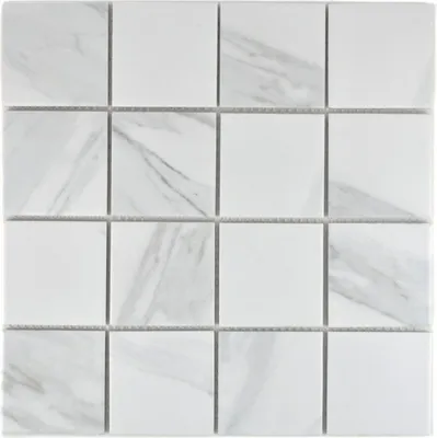 Produktbild von Mosaikfliese Carrara Optik weiß grau Keramik Badfliese Fliesenspiegel Küche MOS16-0102_f | 10 Mosaikmatten