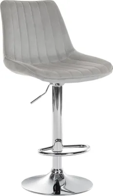 Obrázok produktu pre Moderná barová stolička SAMT - zamat, ergonomický komfort, otočná o 360° | Farba: sivá | Farba podstavca: chróm