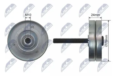 Produktbild von NTY RNK-VW-009 Umlenkrolle Keilrippenriemen 76mm für VW POLO (9N) Polo Schrägheck (6R1, 6C1) Fox Schrägheck (5Z1, 5Z3, 5Z4) für SKODA Fabia II Combi