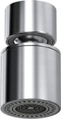 Produktbild von QUADRON Wasserhahn Luftsprudler | Größe 4,9 x 2,8 cm | 360-Grad-drehbarer Schwenkkopf, gebürsteter Edelstahl | Duschfunktion | Innengewinde: M22x1