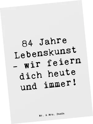 Produktbild von Mr. & Mrs. Panda Postkarte Spruch 84. Geburtstag Lebenskunst - Weiß - Geschenk, Lächeln, Weisheit, Jubilarin, Ansichtskarte, Geburtstagsgeschenk, Grußkarte, bildkarte