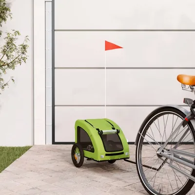Obrázok produktu pre vidaXL Príves na bicykel pre psov zelený Oxford tkanina a železo