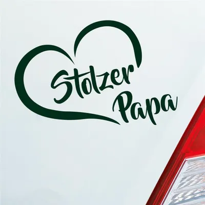 Produktbild von Auto Aufkleber Stolzer Papa Liebe Herz Vater Kind 13x10 cm Dunkelgrün Sticker Heckscheibenaufkleber
