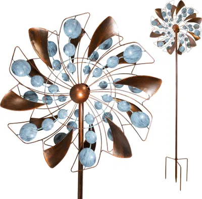Produktbild von Windrad Fancy mit 2 gegenläufigen Propellern, Gartendeko, Windspiel 213 cm hoch