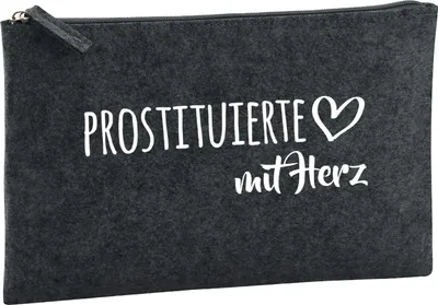 Produktbild von Huuraa Kulturbeutel Prostituierte mit Herz 1 Liter Charcoal Filz Kosmetiktasche Geschenkidee