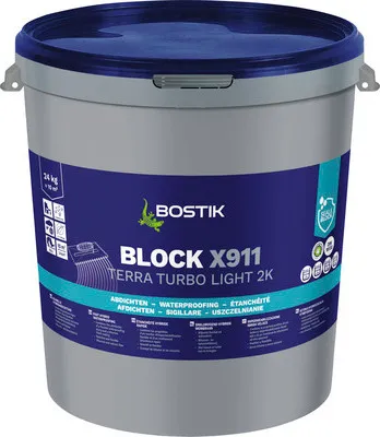 Produktbild von Bostik BLOCK X911 TERRA TURBO LIGHT Universelle Reaktiv Bitumenfreie Hybrid Abdichtung 24 kg