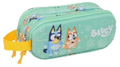 Productafbeelding van Safta Bluey Dubbel 3D Etui, Groen. Mannen, Groen, One Size