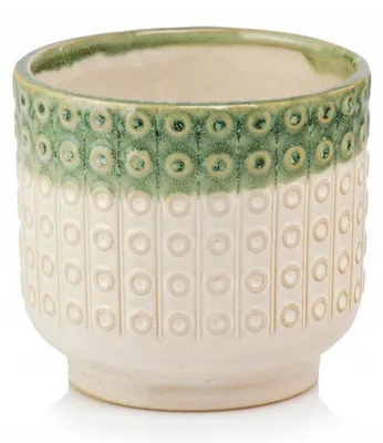 Immagine prodotto di Vaso da fiori rotondo in Vetroceramica, stile vintage, beige-verde, 14 cm, coprivaso smaltato per piante da appartamento