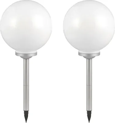 Produktbild von 2er Set Solarkugel, Erdspieß, weiß silber, H 70 cm