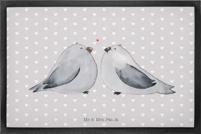 Produktbild von Mr. & Mrs. Panda Schmutzmatte Turteltauben Liebe 60 x 90 cm - Grau Pastell - Geschenk, Schmutzfangmatte, glücklich, Fußabtreter, Hochzeitstag, Freundin, Schuhabstreifer