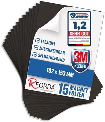 Obrázek produktu pro Sada 15 kusů samolepicích magnetických fólií, silná přilnavost, na ledničku, plakáty