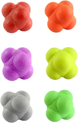 Dailygoods- Trainingsbälle 6 Stück - Hexagonale Reaktionsbälle - Weiches Gummi - Hand-Augen-Koordination - Dynamischer