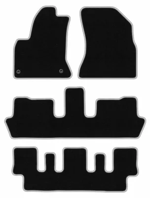 Produktbild von Fußmatten Velours Schwarz/Silber für Citroen C4 Picasso I 2006-2013 Set 4-tlg