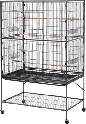 Obrázek produktu pro SucceBuy Velká kovaná klec pro ptáky, 930x580x1510 mm, s bidýlky, krmítky a plastovými miskami, vhodná pro sýkorky modřinky, kohouty, kanáry a papoušky mnišky