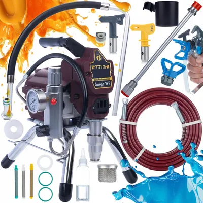 Imagen del producto de Zenthril Surge, equipo de pintura por pulverización, 1800W, 20 MPa, 0,019", 2 L/min, serie EasyPerformance + pistola de 50 cm + 3 filtros: 30, 60, 100 + junta + boquilla 519