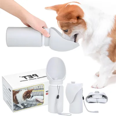 Tragbare Hundeflasche 550 ml Silikon auslaufsicher aufklappbar