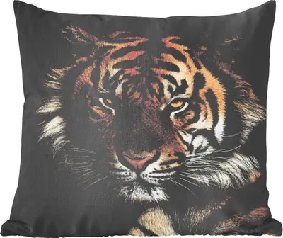 Produktbild von MuchoWow® Zierkissen Sofakissen Wohnzimmer Dekokissen 40x40 cm Tiger - Wilde Tiere - Porträt - Foto Kissen - Schlafzimmer Dekoration