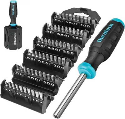 Produktbild von DURATECH Multibit Schraubendreher Set 60-teilig Cr-V Schlitz Kreuzschlitz Torx Sechskant Vierkant Pozidriv