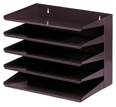Produktbild von Sortierregal aus Metall mit 5 Fächern | HxBxT 30x38x25cm | Bis DIN A4-Format | Schwarz