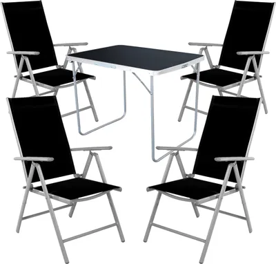 Image de set de camping 5 pièces table de camping + 4 chaises de camping chaise pliante