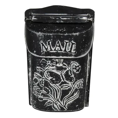 Immagine prodotto di Cassetta delle lettere Clayre & Eef 22x7x33 cm Nero Bianco Metallo Fiori