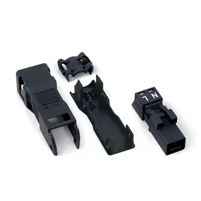 Produktbild von Stecker mit Zugentlastungsgehäuse WAGO, 2-polig, schwarz, 1,5mm²