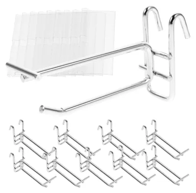 Produktbild von 10 Stück Metall Lochwandhaken mit Preisschild 35mm Stahl Werkzeughaken für Werkstatt, Garage, Laden und Küche