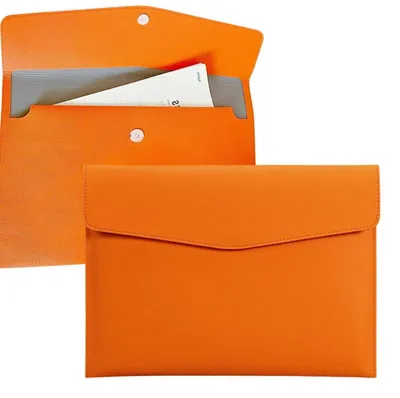 Produktbild von Dokumententasche A4 Kunstleder Orange Wasserdicht mit Druckknopf Organizer