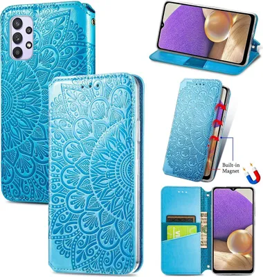 Zdjęcie produktu dla Etui na telefon komórkowy König Design kompatybilne z Samsung Galaxy A32 5G z syntetycznej skóry - Niebieskie etui na telefon komórkowy