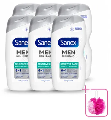 Productafbeelding van 6 x Sanex Men Sensitive Douchegel - 400 ml - Voordeelverpakking - 6 stuks