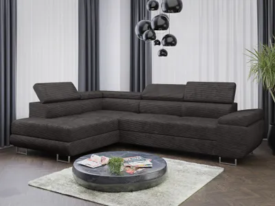 Produktbild von Sofa Couchgarnitur Sofagarnitur ALMA L im Cord Stoff mit Schlaffunktion und Bettkasten Wohnlandschaft Couch Polsterecke Eckcouch Polstergarnitur